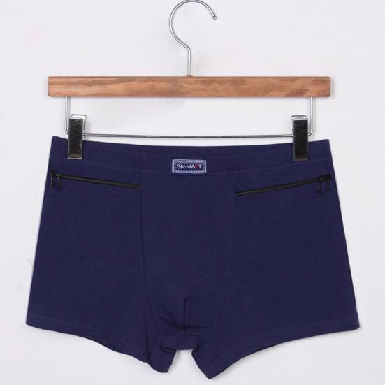 Anti-theft Zipper Pockets Mid-rise Seamless Elastic Men Panties Solid Color U-Bump Male Shorts Briefs Daily Wear