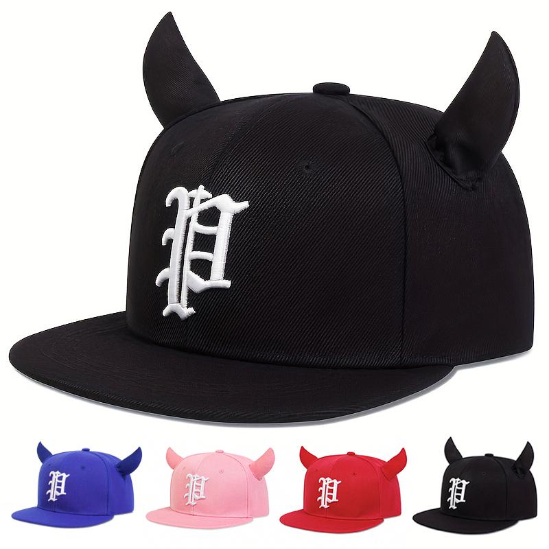Yiran Bag Women's Unisex Personality Letter Embroidery Ox Horn Hip-Hop Hats Outdoor Adjustable Casual Baseball Caps Sunscreen Hat Sports Golf Cap