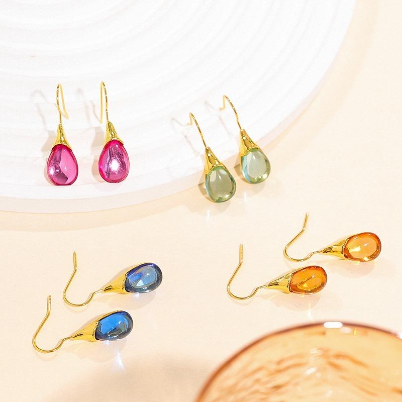 European and American Crystal Jewelry High-end Long Teardrop Earrings Fashionable Light Luxury Colorful Zircon Earrings