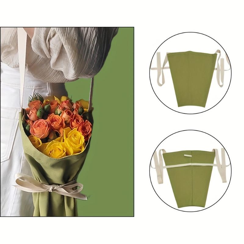 Borsa a Tote Riutilizzabile in Tela di Cotone con Motivo Floreale, Chiusura con Laccio, Manici Lunghi, Perfetta per Fioraio, Regali, Giardinaggio, Matrimonio