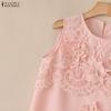 ZANZEA Women Floral Lace Splice Casual Sleeveless Vest Tops
