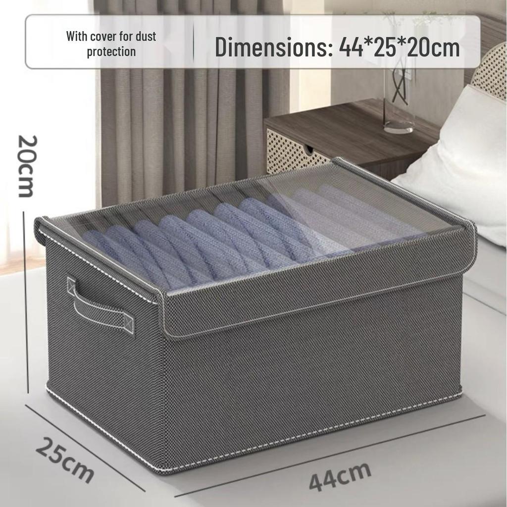 Fabric Drawer-Style Wardrobe Storage Box with Lid for Clothes and Pants