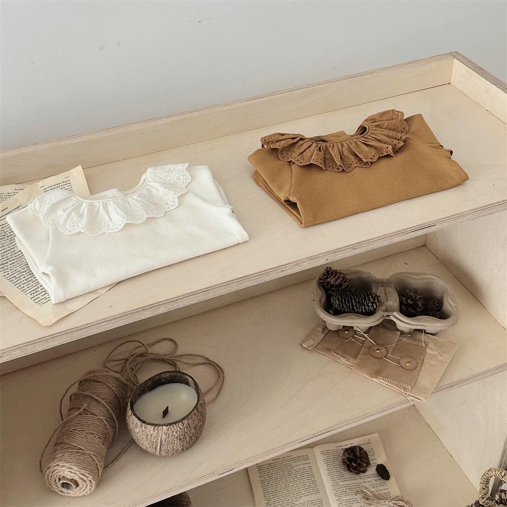 Spring & Autumn Infant Girl's Embroidered Lace Ruffle Collar Top
