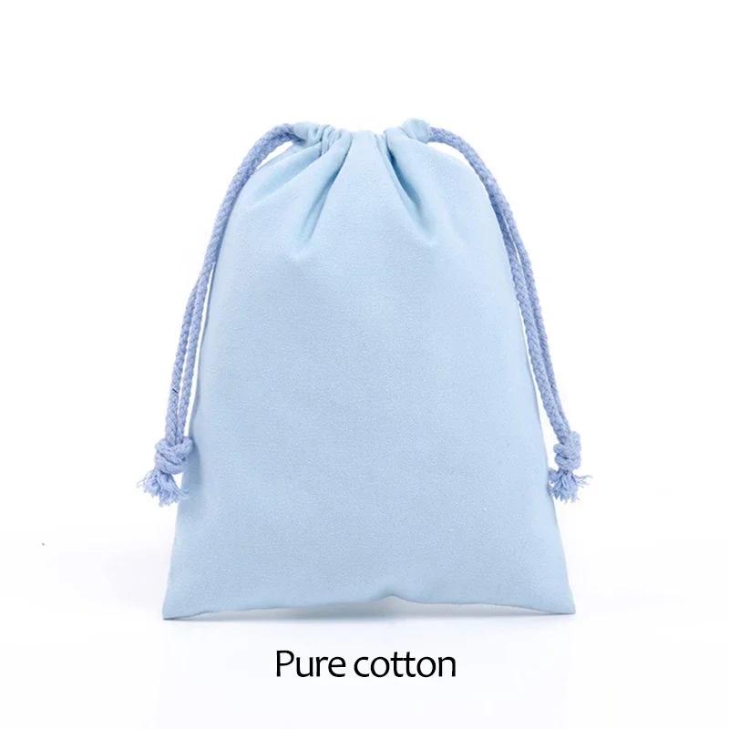 

Environmentally Friendly Gift Packaging Bag Cotton Blended Drawstring Storage Bags for Candy, Reusable Home Sundries Organizer 7x10cm світло-синій колір