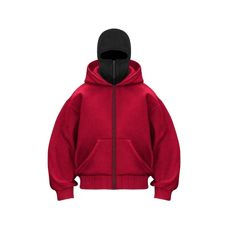 Unisex Double Hood Fleece Zipper Jacket for Spring, Autumn, and Winter