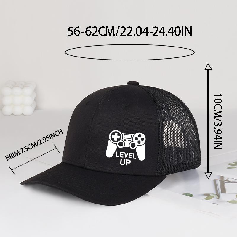 Gaming Controller LEVEL UP Printed Trucker Cap Comfortable Adjustable Snapback GamingInspired Chic Playful Style Unisex Per
