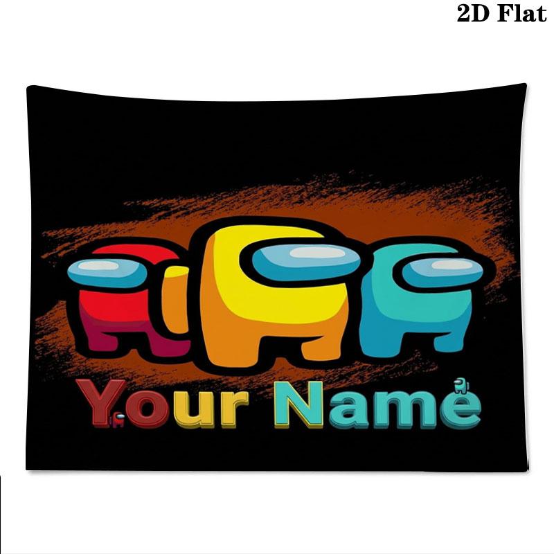 Among Us Custom Name Wall Tapestry Aesthetic Wall Hanging Printed Fabric Blanket Decorative Tapestries for Bedroom Living Room Home Decor