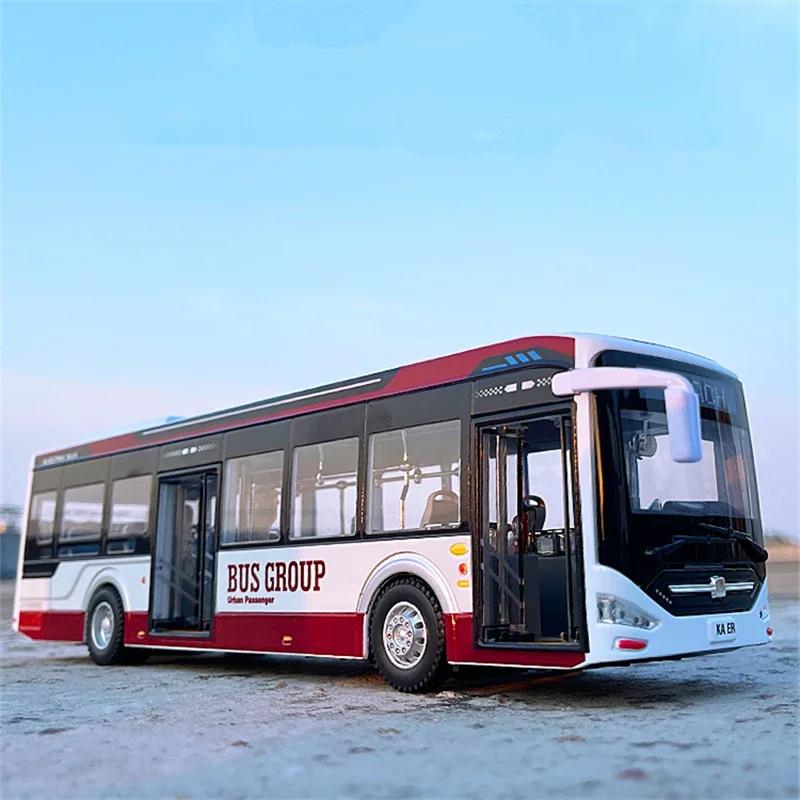 Model de autobuz electric pentru trafic urban turistic din aliaj de dimensiuni mari, model de autobuz de pasageri, jucărie din metal, model de autobuz de afaceri, cadouri luminoase cu sunet B248