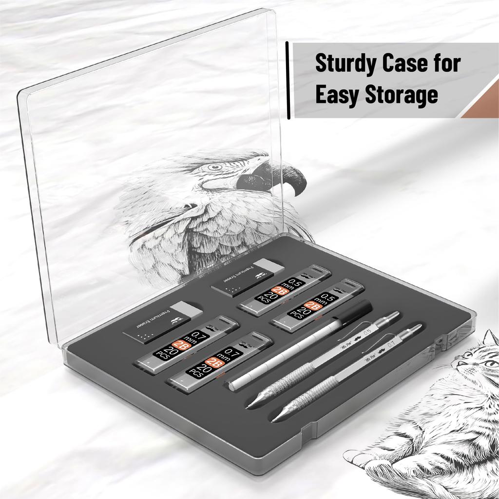 Set Creion Mecanic Metalic 2 Dimensiuni Creion Mecanic Creion Schiță Creion Desen Tehnic Creion Mecanic Creion Metalic cu Mină D-le. 0.5 & 0.7mm