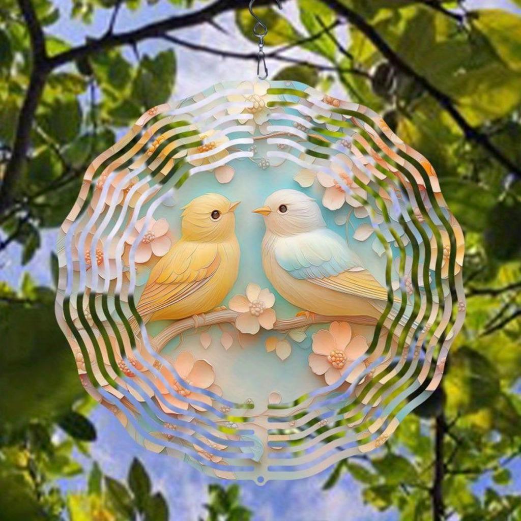 Vibrant Hummingbird Metal Wind Chime 10 Inch Outdoor Garden Decor with Spinner Design for Patio Yard Festival