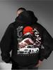 Herren Casual Mode Japanisches Auto Thema Berg Element Druck Herbst/Winter Kapuzenpullover Langarm Pullover