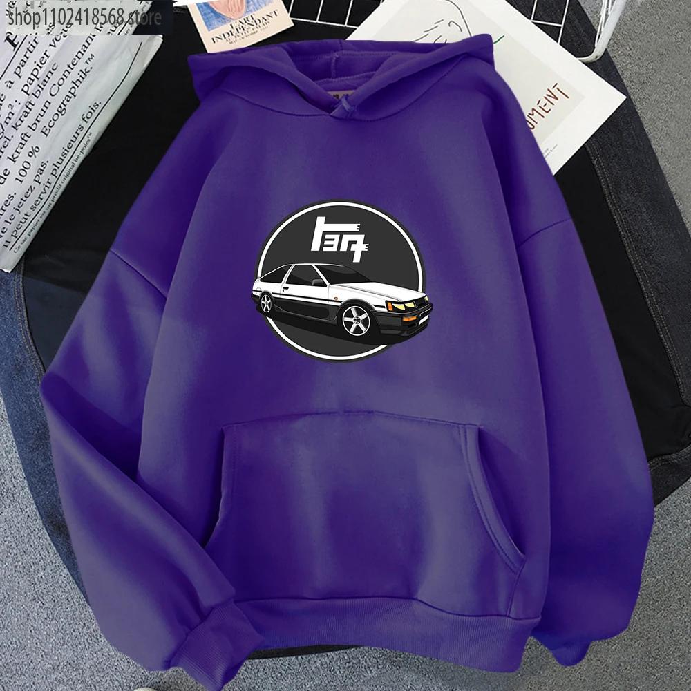 Japanese Anime Initial D Hoodies Men Kawaii Winter Tops Cartoon Car Graphic Sweatshirts Funny Harajuku Manga Unisex Clothes