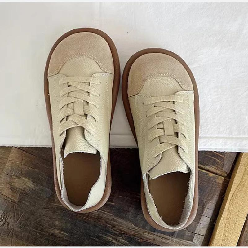 

Women s Shoes Half Slippers Pu Leather Flat Shoes Bottom Lace-Up Light Loafers Ladies Casual Outdoor Lazy Shoes 42