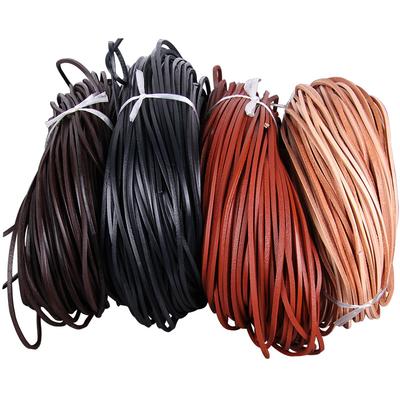 DIY Natürliches Quadratisches Rindslederseil, Handgefertigter Perlenbesetzter Rindslederstreifen 3 mm Breit 3 mm Dick Quadratisches Rindslederseil