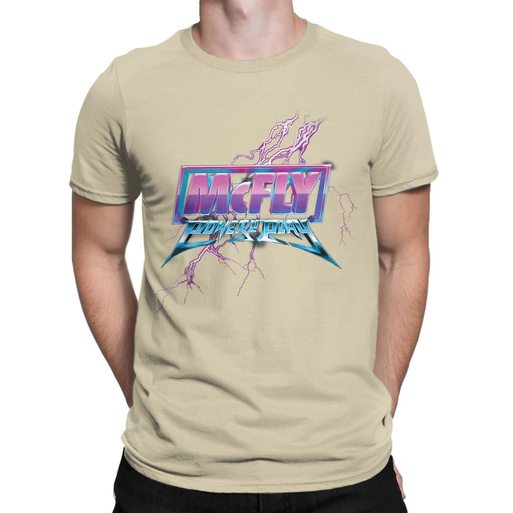 Men's T-Shirt McFly Power To Play Logo Awesome 100% Cotton Tee Shirt Short Sleeve Pop Rock T Shirt O Neck Clothing Plus Size
