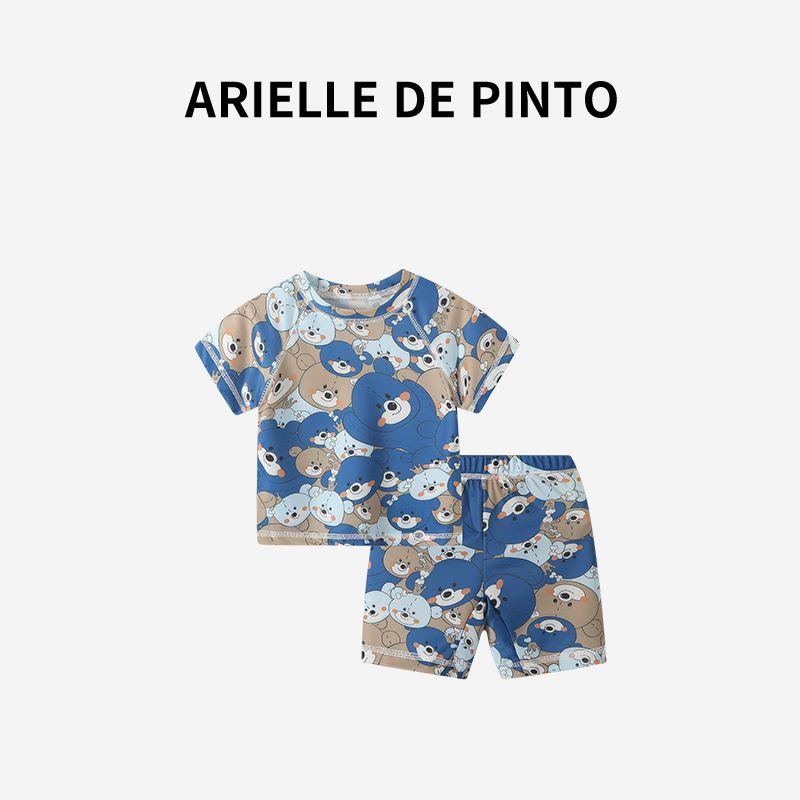 French Arielle De Pinto Children s Split Short sleeve Swimsuit Summer New Sun Protection Children s Swimsuit Blue 120