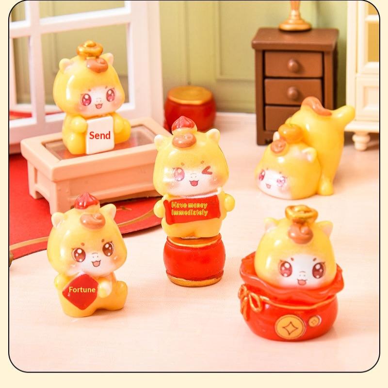 1/5Pcs Miniatures Cartoon Lucky Horse Micro Landscape Ornaments 2026 New Year Figurines Home Desk Decoration Gift