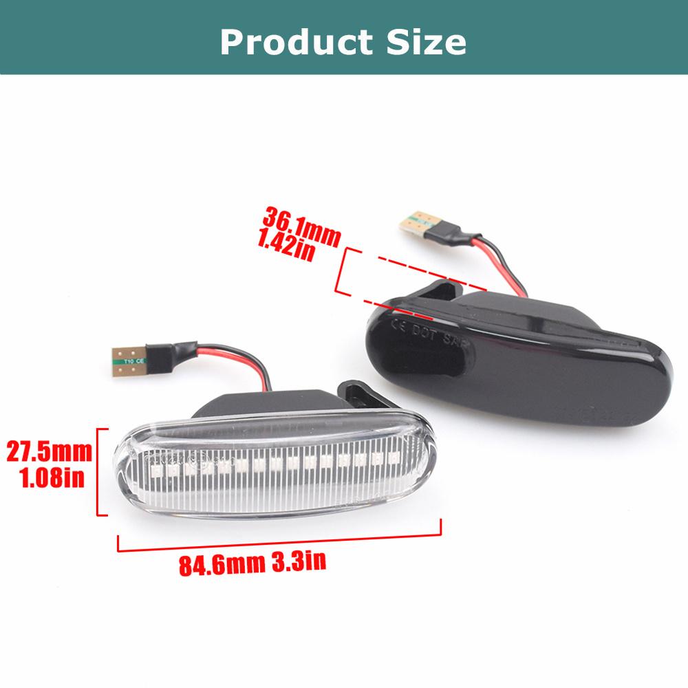2Pcs Dynamic LED Turn Signal Side Marker Light Repeater Lamp for Fiat Panda 169 Grande Punto Inkl Evo Doblo Fiorino Linea Idea
