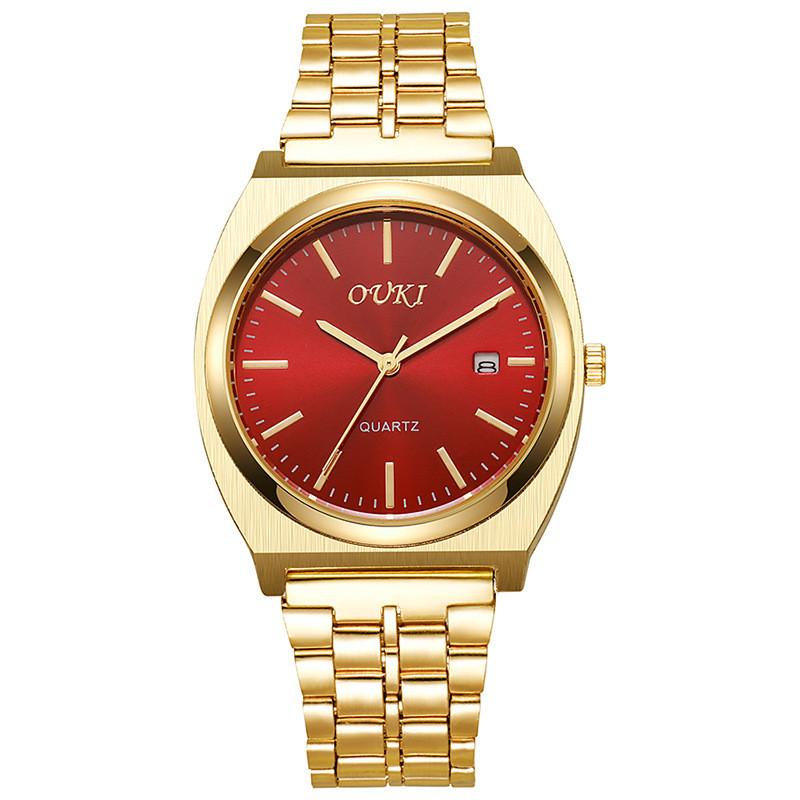Ouki Mens Stainless Steel Watch With Quartz Movement And Calendar For Business Casual Wear