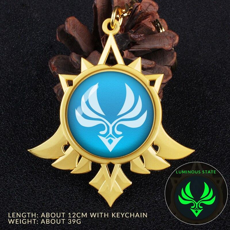 

Аниме Genshin Impact God s Eye Paimon Diluc металлический брелок для ключей сумка кулон подарок светло-синий