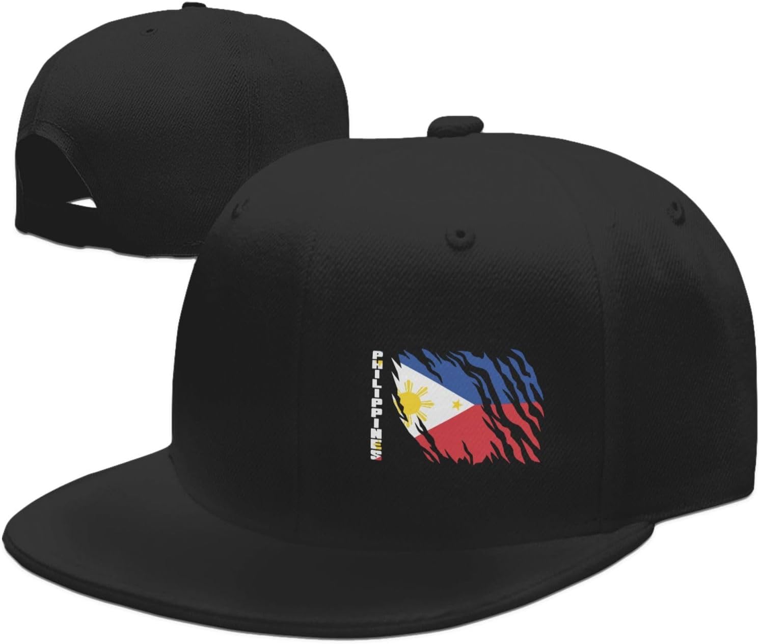 

Philippines Flag Distressed Graphic Baseball Cap Snapback Hat Hip Hop Adjustable Flat Brim Cap for Men Women One Size