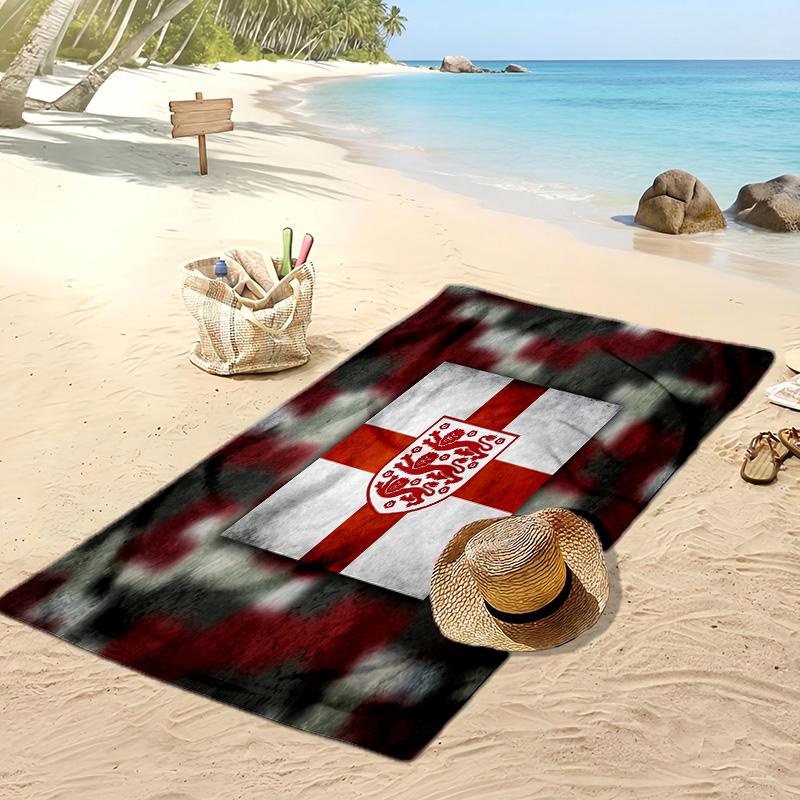 England Football Print Beach Towel Quick Dry Super Absorbent Soft Bath Towel for Swimming Beach Travel Fan Souvenir Gift