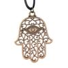 Hamsa Hand Evil Eye Pendant Necklace Spiritual Protection Boho Jewelry With 45cm Leather Chain