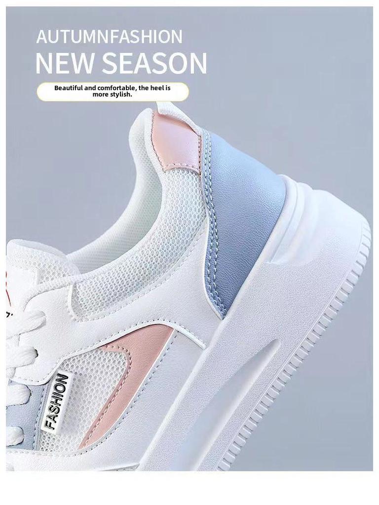 2023 Spring/Summer Women's White Leather Waterproof Casual Sneakers