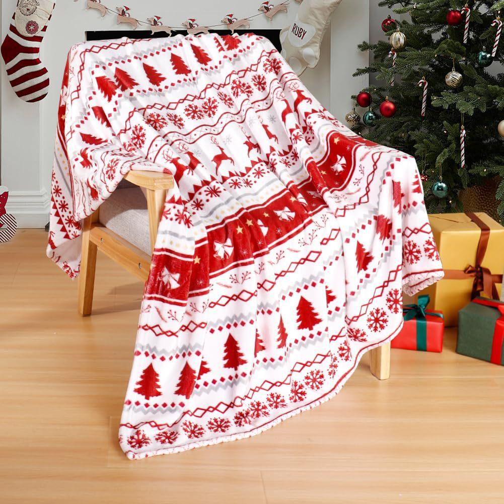 Christmas Series Theme digital-printed polyester Bedroom velvet flannel soft sofa cover blanket Fleece cover blankets for beds