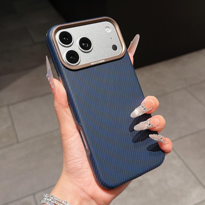 Case For iPhone 17 Pro Max Luxury Carbon Fiber Texture Leather Hybrid TPU Built-in Metal Plate Strong Magnetic Cover For iPhone 16 15 14 13 Pro Max