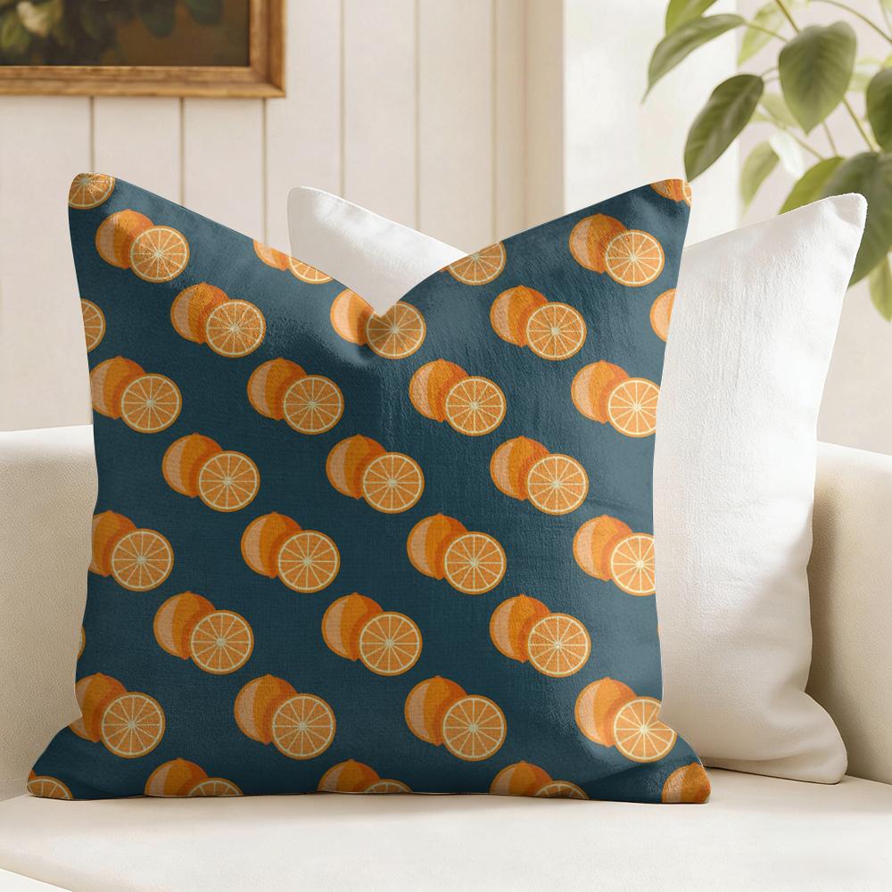 Orange Pattern Cushion Cover Natural Linen Pillow Cover DoubleSided Print Cushion Cover for Sofa Home Decor