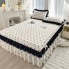 New French Black Lace Bed Skirt Single/three-piece Set Four-season Universal with Skirt Bed Circumference