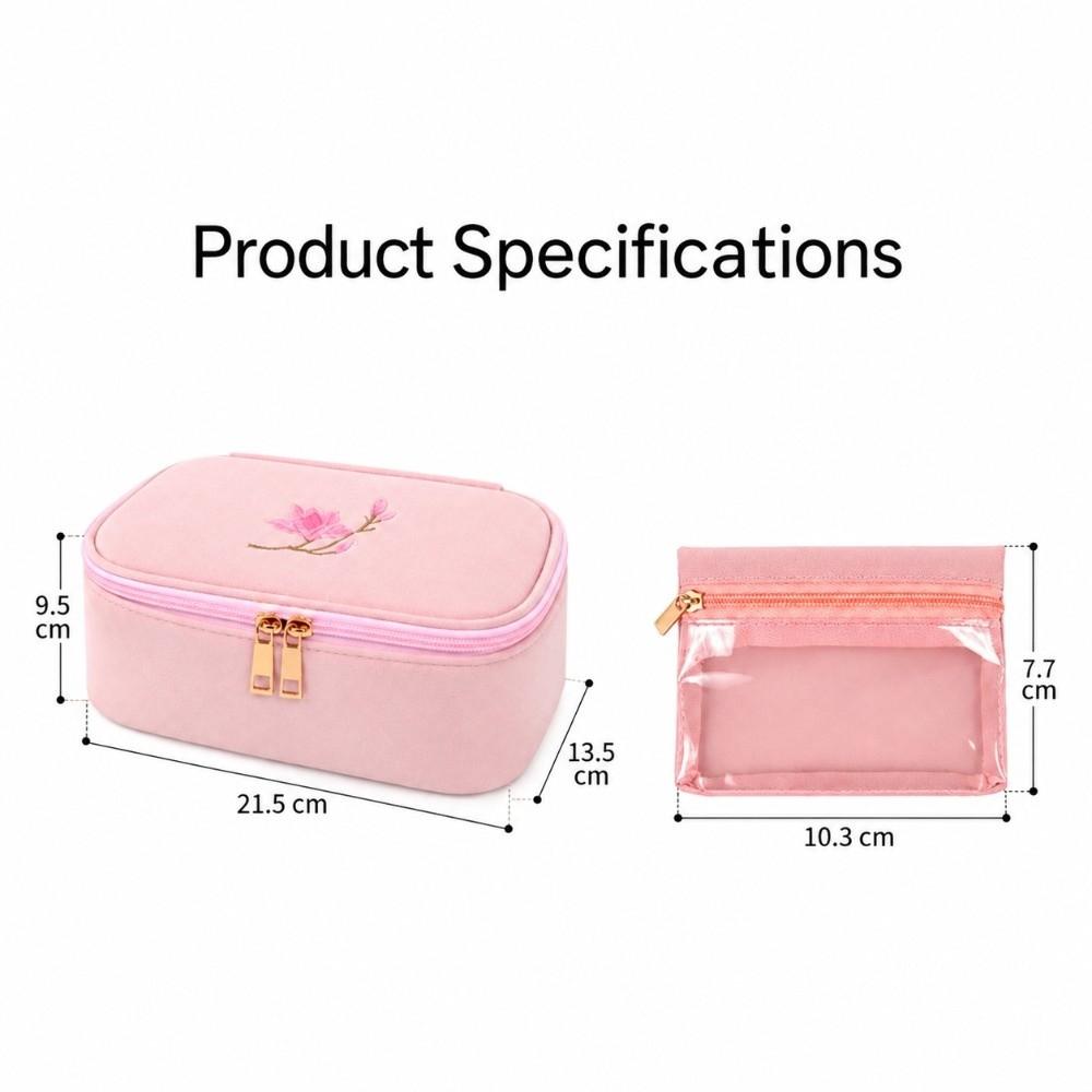 1Pc Anti-tangle Jewelry Case Embroidered Ring Necklace Organizer Ring Necklace Bracelet Storage