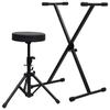 VidaXL Ensemble de support de clavier et de tabouret Noir