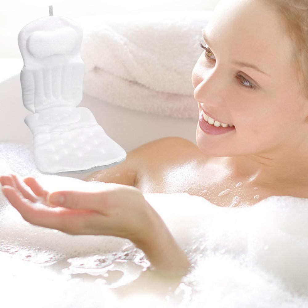White Bathtub Cushion Polyester Bathtub Pillow Full Body Bath Pillow Home Bathroom Bathtub