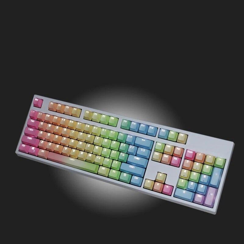 Barvy duhového přechodu Mechanická klávesnice Klávesnice PBT Ergonomické 104 kláves Olejivzdorné Náhradní krytky kláves pro dívku