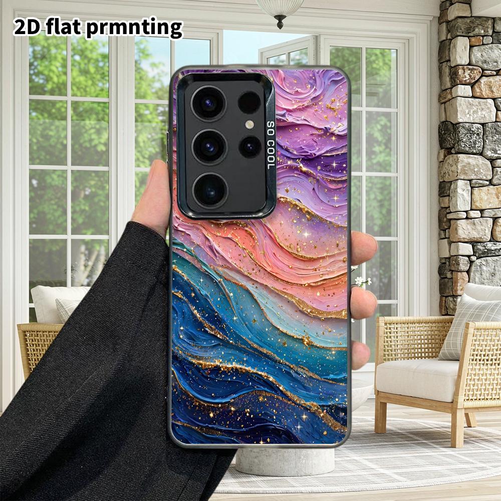 Phone Case: 2D Flat Samsung Galaxy A34 A35 M05 M06 S20 S22 S21 FE Plus 5G Protective Case, Couple Style, Wavy Colors, Christmas and Halloween Gift