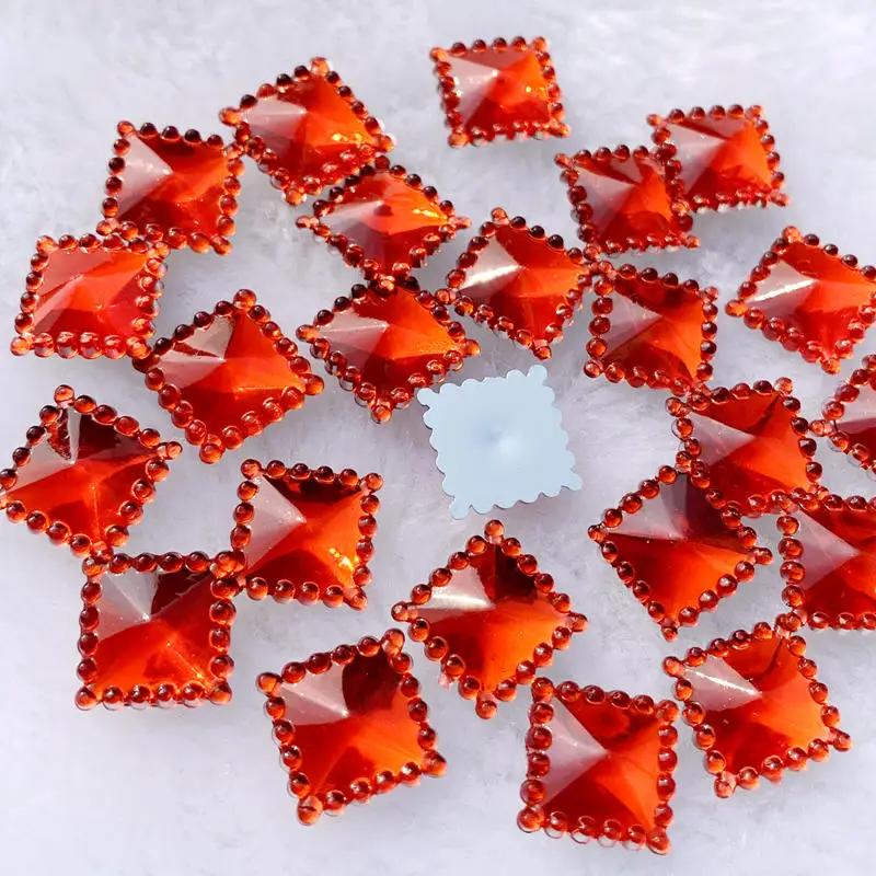 DIY 80pcs 12mm Crystal Acrylic Rhinestones Flatback Square Gems Strass Stone For Clothes Dress Craft -A54