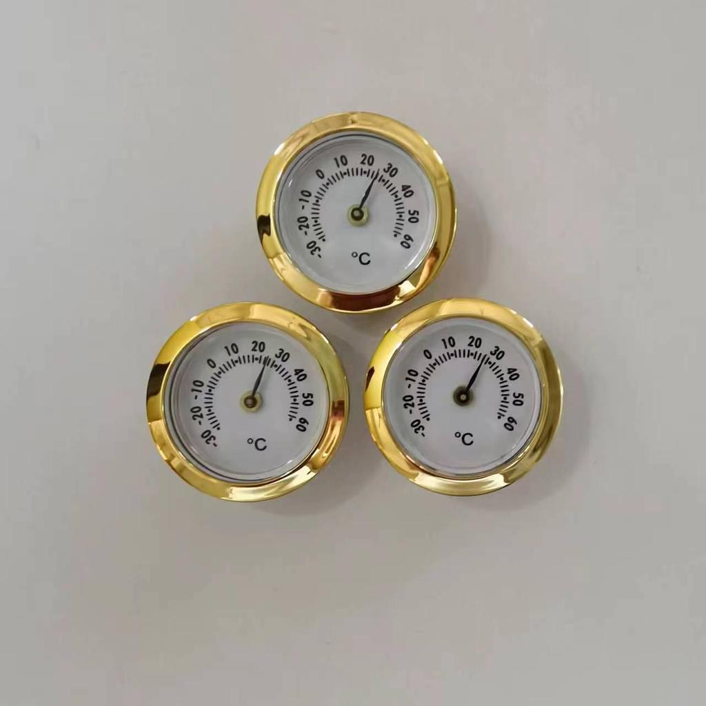 28mm Zinc Alloy Round Pointer Thermometer, Induction Type, Dual Fahrenheit & Celsius Gauge
