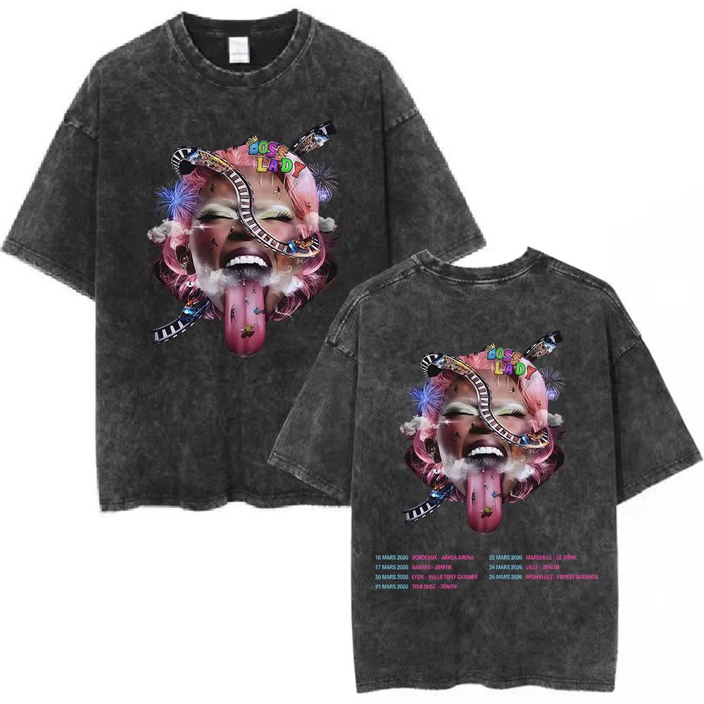 Washed Vintage Rapper Theodora Mega Bbl Graphic T Shirt Men Women Hip Hop Fashion Tshirt Casual Oversized Short Sleeves T Shirt