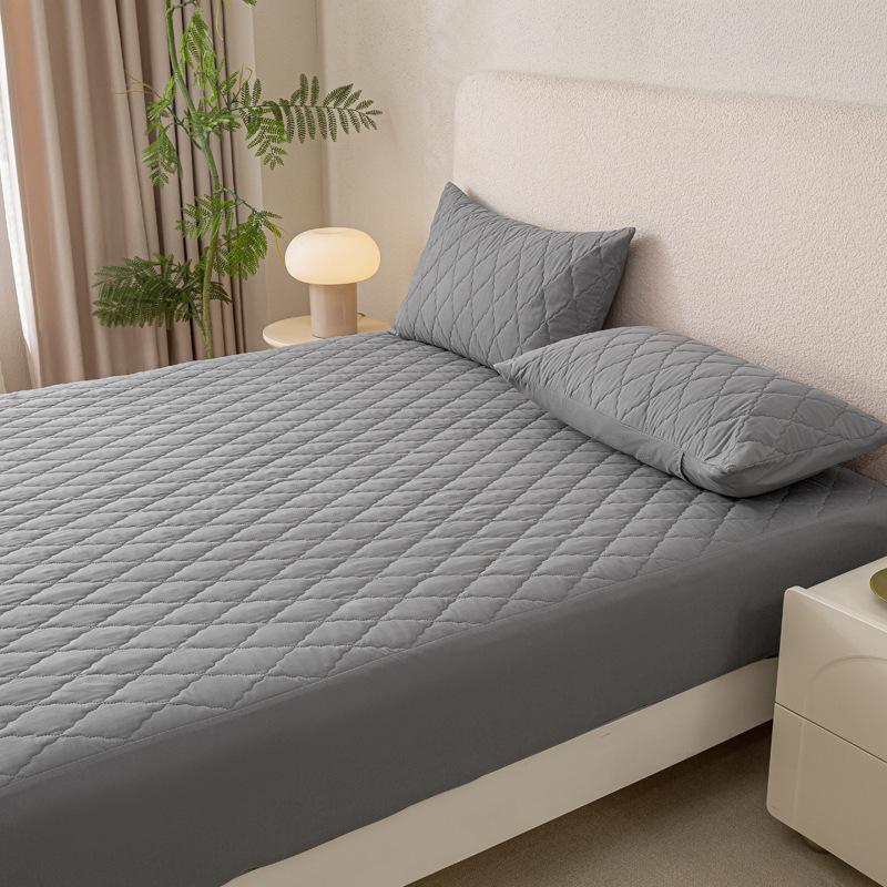 

Cross-border new solid color waterproof padded mattress thickened mattress dirty pad all-inclusive mattress protective cover 90 * 200cm single bed hat Темно-синій
