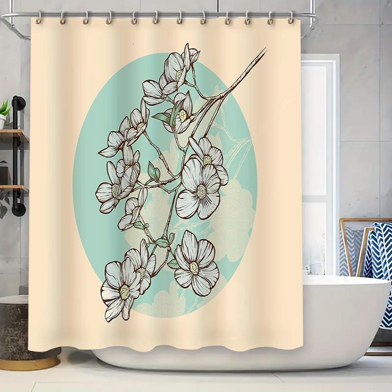 

Floral Shower Curtain Vintage Botanical Prints Nature Flower Pattern Bathroom Decor Washable Waterproof Home Textile Art W60H190(CM)-1 Pcs