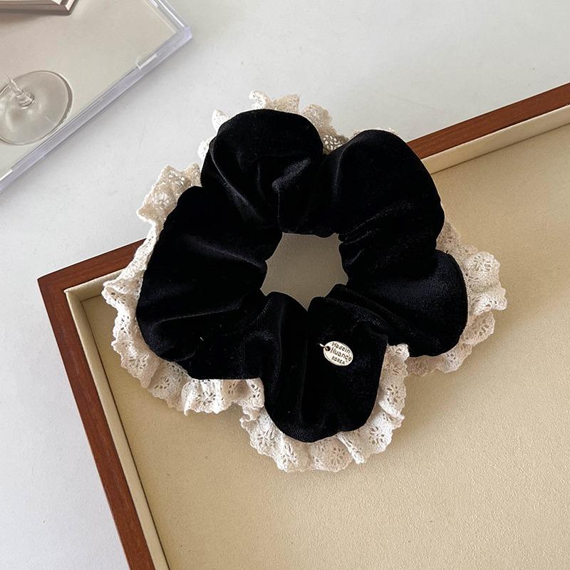 Korea Elegant Lace Velvet Scrunchies Women Girls Elastic Hair Rubber Band Accessories Tie Hair Ring Rope Headdress Headwear