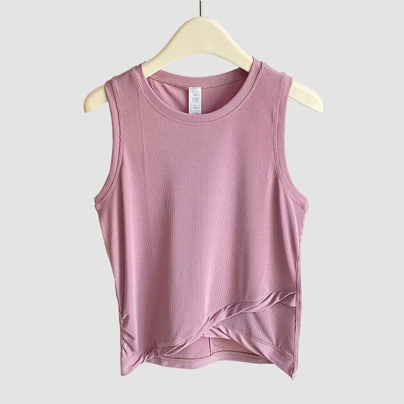 

Spring and Summer New Arrival Loose Soft and Smooth Comfortable Beauty Back Sleeveless Sports Running Gym Yoga Vest Blouse Smoky purple 6