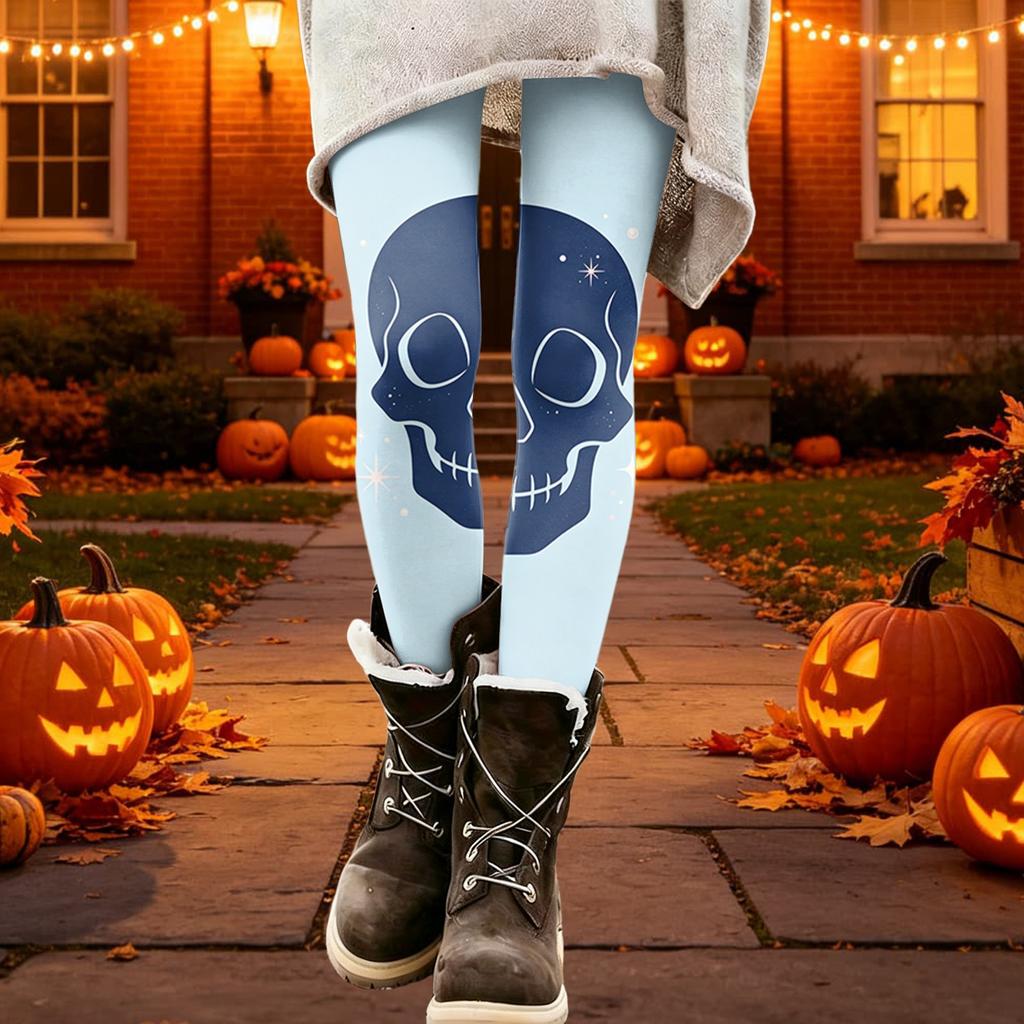 Women's Halloween Print Stretch Leggings for Casual Wear