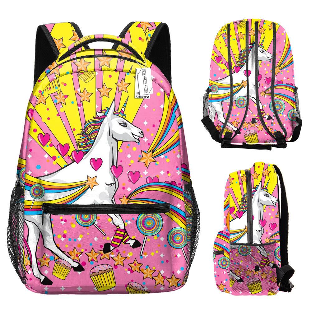 Classic Kpop Youthful School Bags Unisex Cool Unicorn Travel Bags 3D Print Oxford Waterproof Notebook Shoulder Backpacks