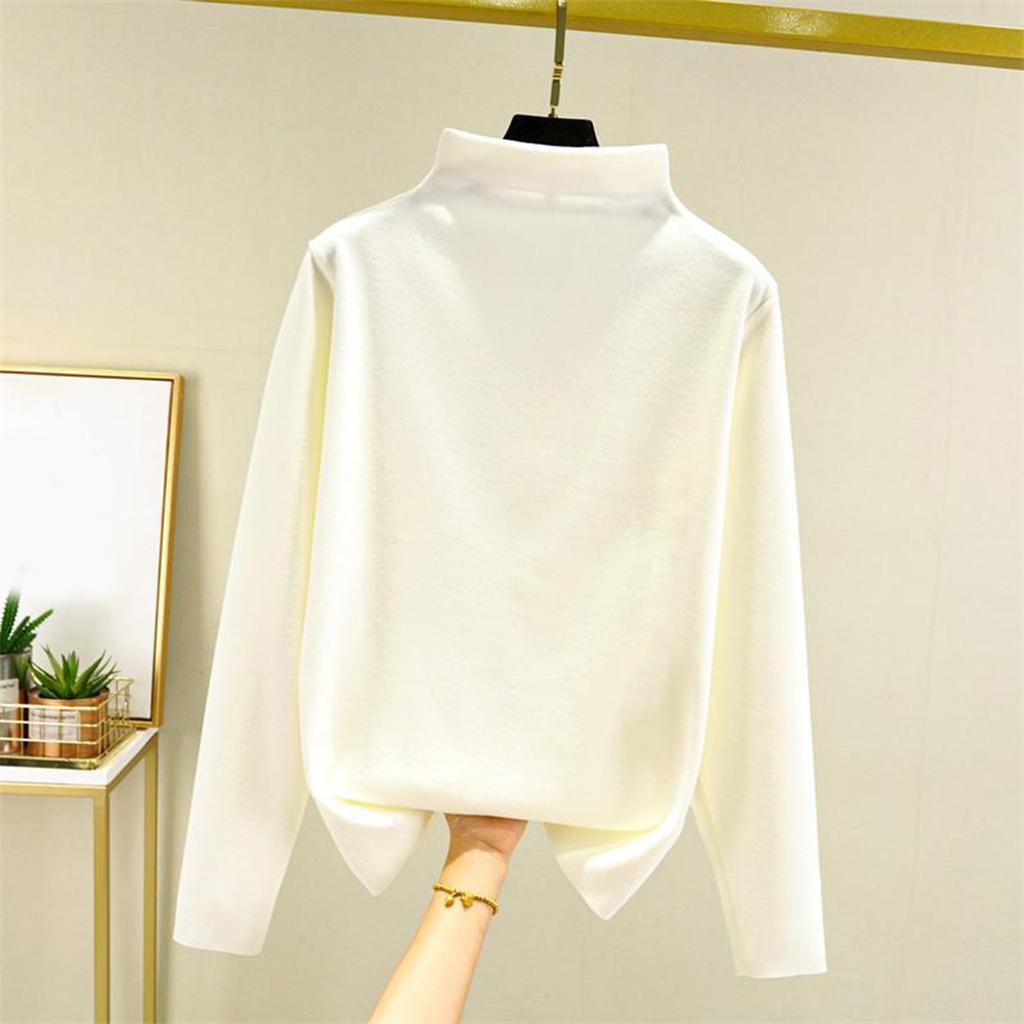 Ladies' Loose Comfortable Casual Fashionable And Warm Underwear With Seamless Half High Collar And Thick Velvet Top