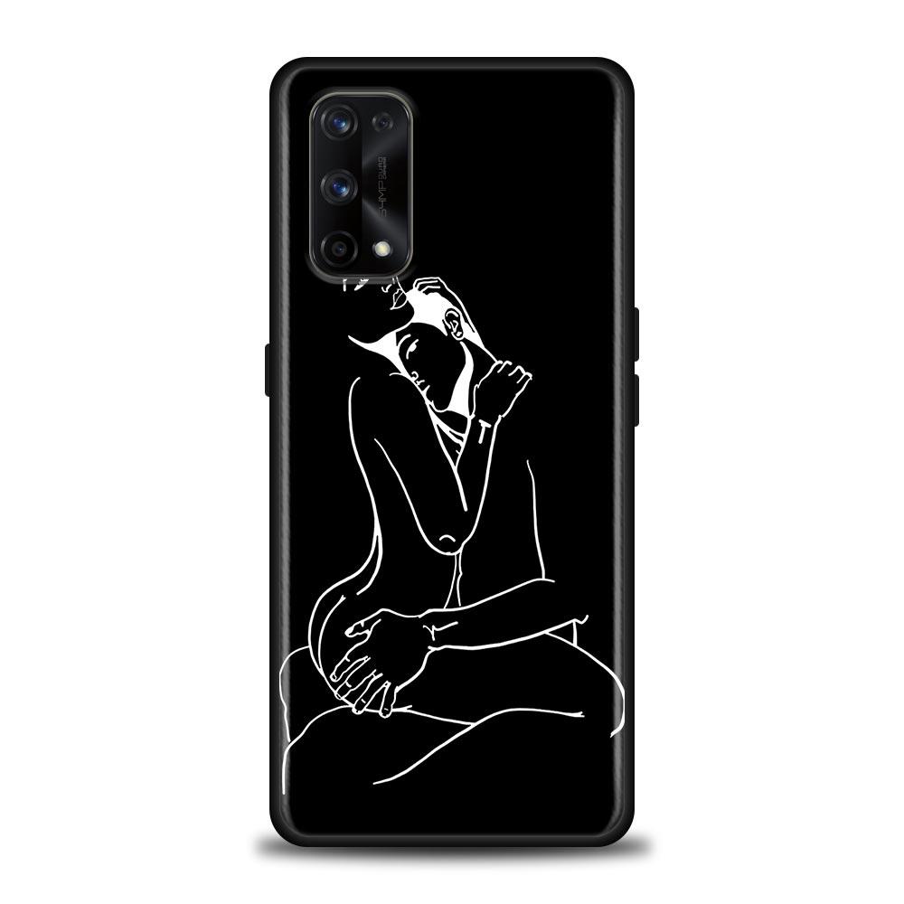 Minimalist Line Art Sexy Lover Kiss Case For Realme C21Y C21 C25 C20 C15 C12 C11 C1 GT Master Neo Neo2 5G Fundas Capa Soft Cases