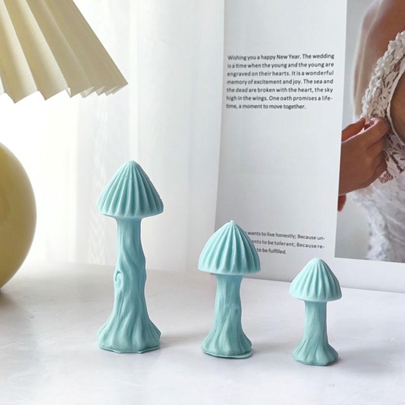 Mushroom Shape Candle Mold 3D Mushroom Candle Resin Silicone Mould for DIY Gypsum Baking Mould Jelly Fondant Decorations