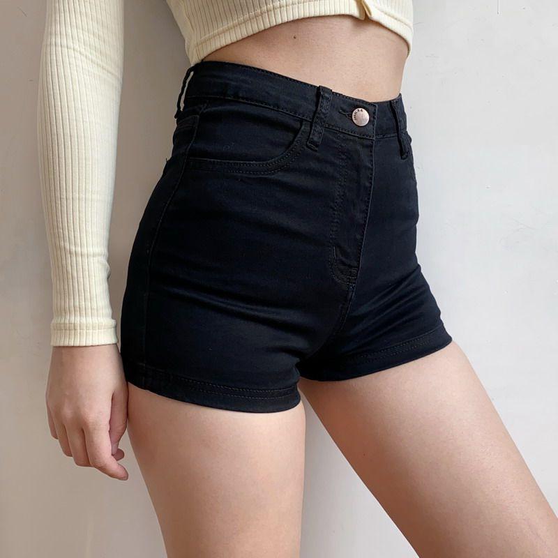 

Go Girl Retro Waist Slimming Bodycon Denim Shorts - Women s Hip-Hugging Sexy Summer Hot Pants Medium чорний